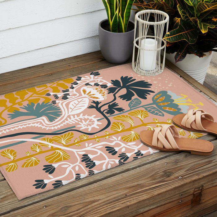 Stockholm garden day blush Outdoor Rug Gallery Image 2