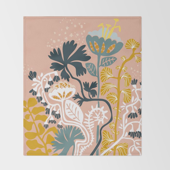 Stockholm garden day blush Throw Blanket Gallery Image 2
