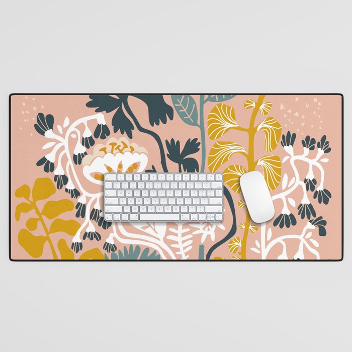 Stockholm garden day blush Desk Mat Gallery Image 1