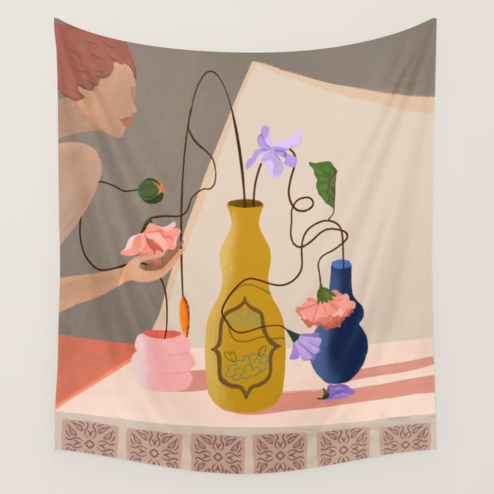 Floral Arrangement Wall Tapestry Gallery Image 4