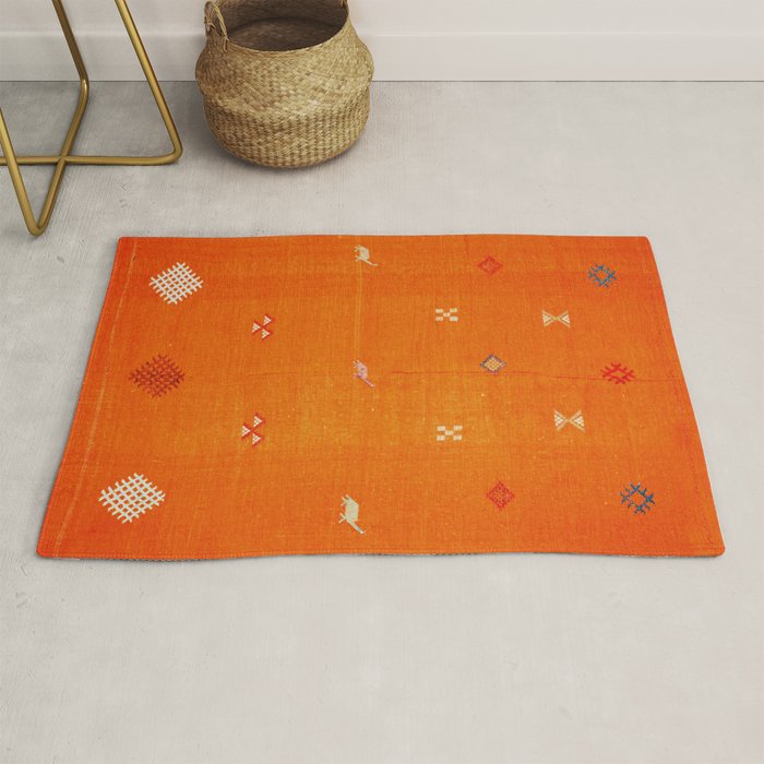 Boho Oriental Orange Traditional Desert Moroccan Style  Rug Gallery Image 1