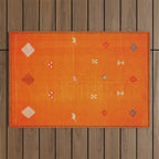 Boho Oriental Orange Traditional Desert Moroccan Style  Outdoor Rug Gallery Image 1