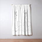 Minimal Line Art Woman with Flowers II Window Curtain Gallery Image 3