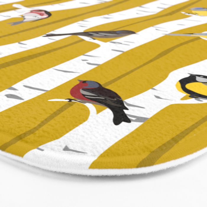 Songbirds sitting in the birchwood Bath Mat Gallery Image 3