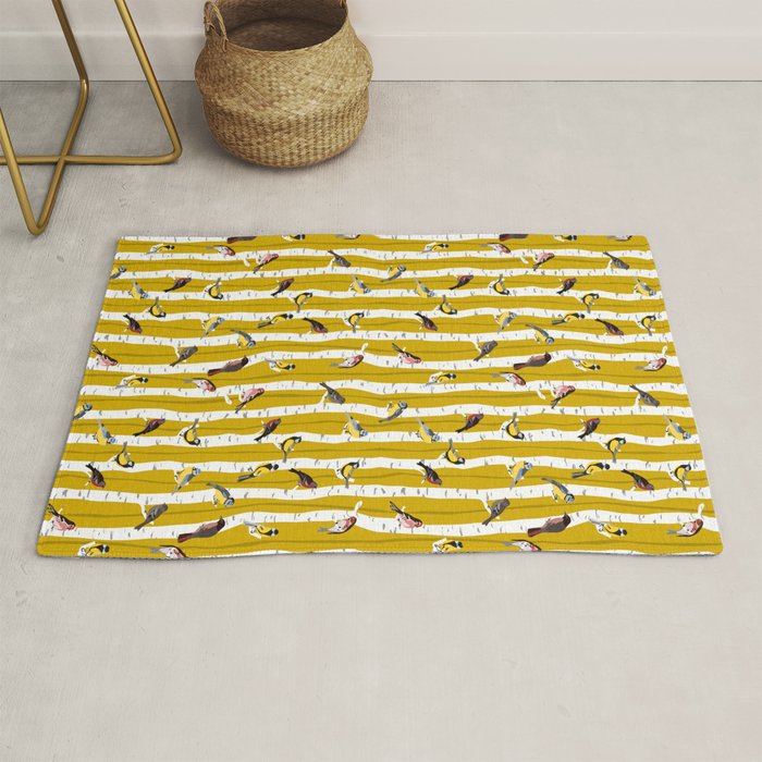 Songbirds sitting in the birchwood Rug Gallery Image 1