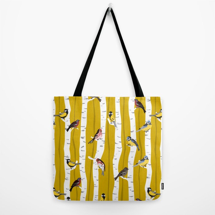 Songbirds sitting in the birchwood Tote Bag Gallery Image 2