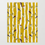 Songbirds sitting in the birchwood Poster Gallery Image 4
