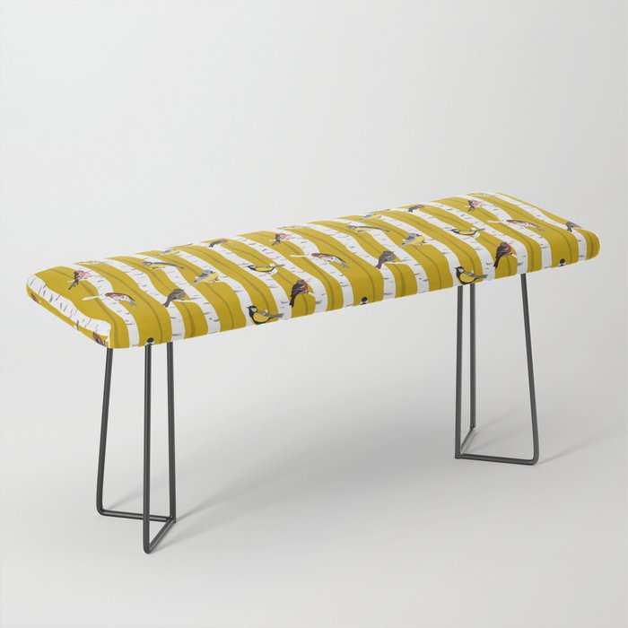 Songbirds sitting in the birchwood Bench Gallery Image 1