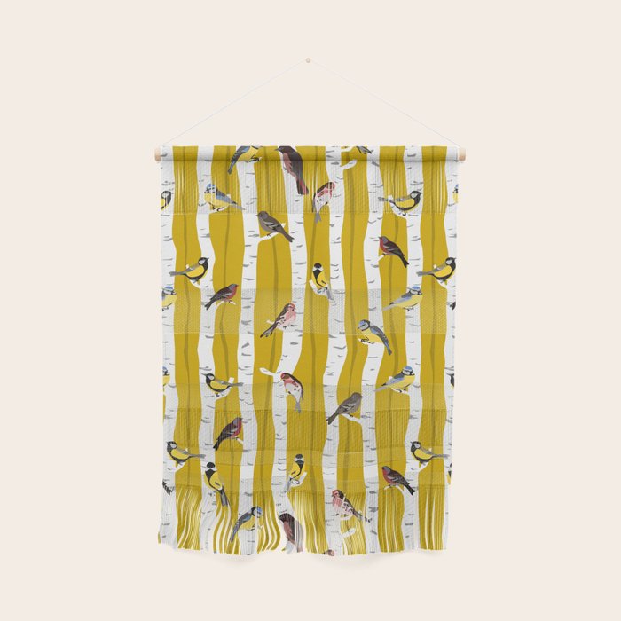 Songbirds sitting in the birchwood Wall Hanging Gallery Image 1