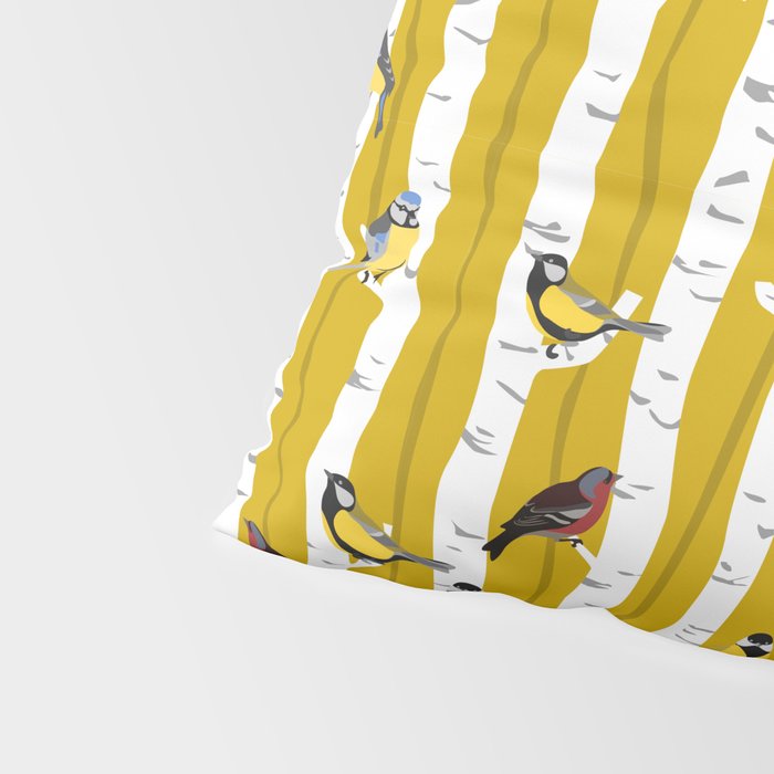 Songbirds sitting in the birchwood Pillow Sham Gallery Image 4