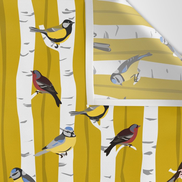 Songbirds sitting in the birchwood Wall Tapestry Gallery Image 3