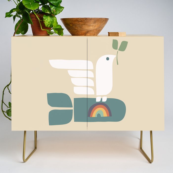 Peace dove and rainbow bomb Credenza Gallery Image 1