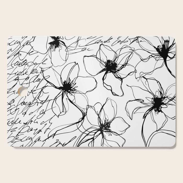 Loose Flower Study Black And White Cutting Board Gallery Image 1