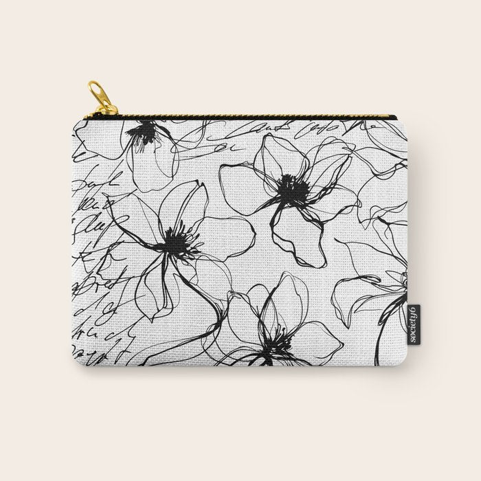 Loose Flower Study Black And White Carry All Pouch Gallery Image 1