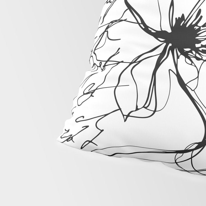 Loose Flower Study Black And White Pillow Sham Gallery Image 4