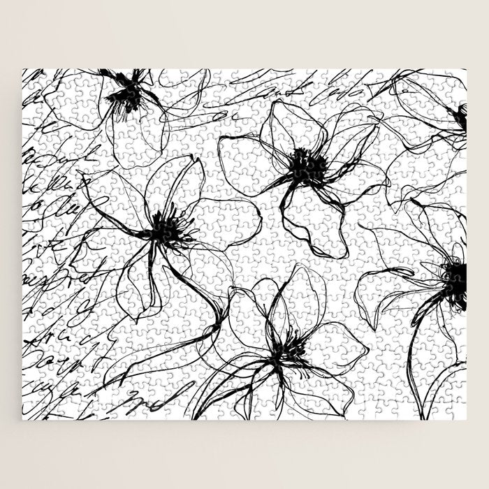 Loose Flower Study Black And White Jigsaw Puzzle Gallery Image 1