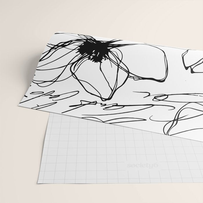 Loose Flower Study Black And White Wrapping Paper Gallery Image 2