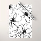 Loose Flower Study Black And White Wrapping Paper Gallery Image 1