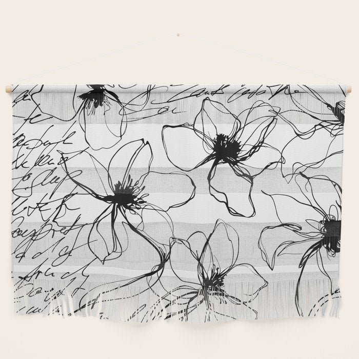 Loose Flower Study Black And White Wall Hanging Gallery Image 1