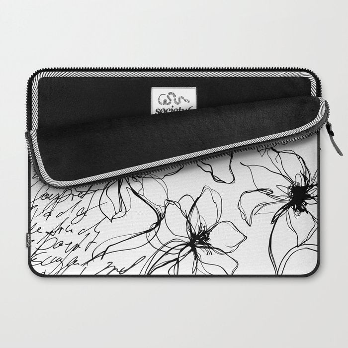Loose Flower Study Black And White Laptop Sleeve Gallery Image 2
