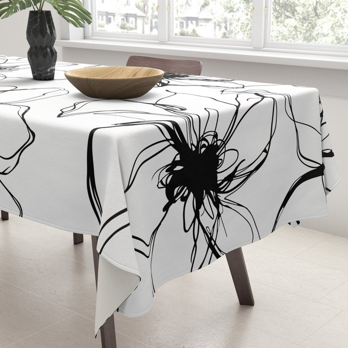 Loose Flower Study Black And White Tablecloth Gallery Image 3