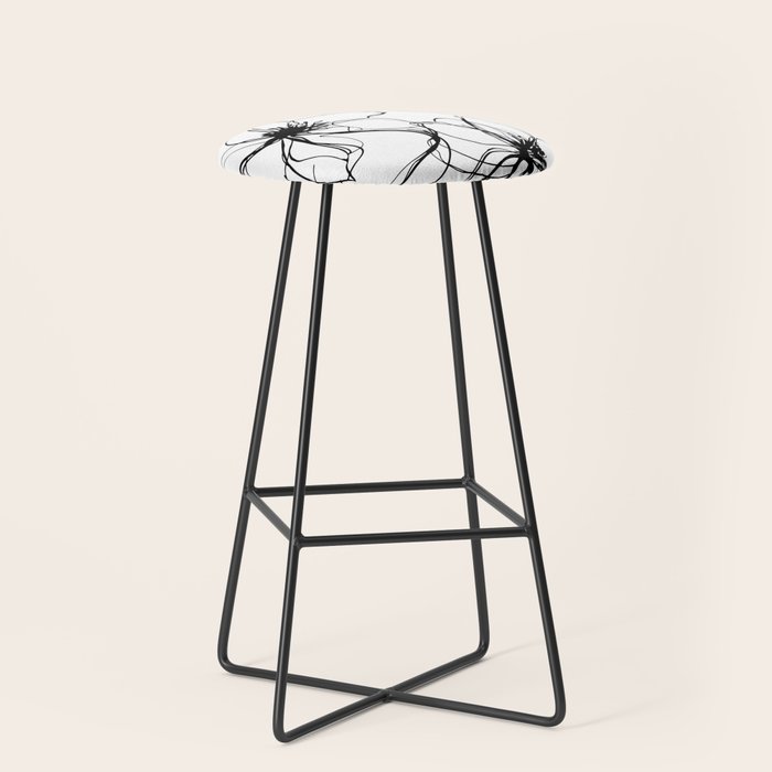 Loose Flower Study Black And White Stool Gallery Image 1