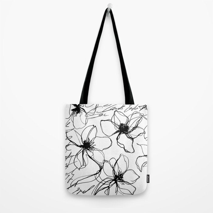 Loose Flower Study Black And White Tote Bag Gallery Image 2