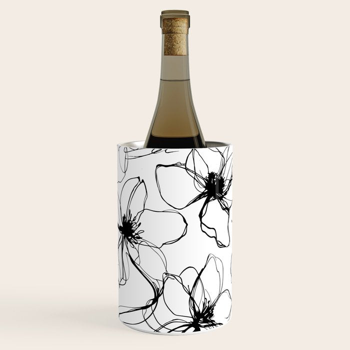 Loose Flower Study Black And White Wine Chiller Gallery Image 1