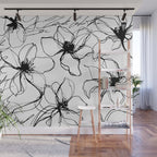 Loose Flower Study Black And White Wall Mural Gallery Image 1