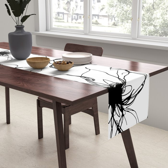 Loose Flower Study Black And White Table Runner Gallery Image 2