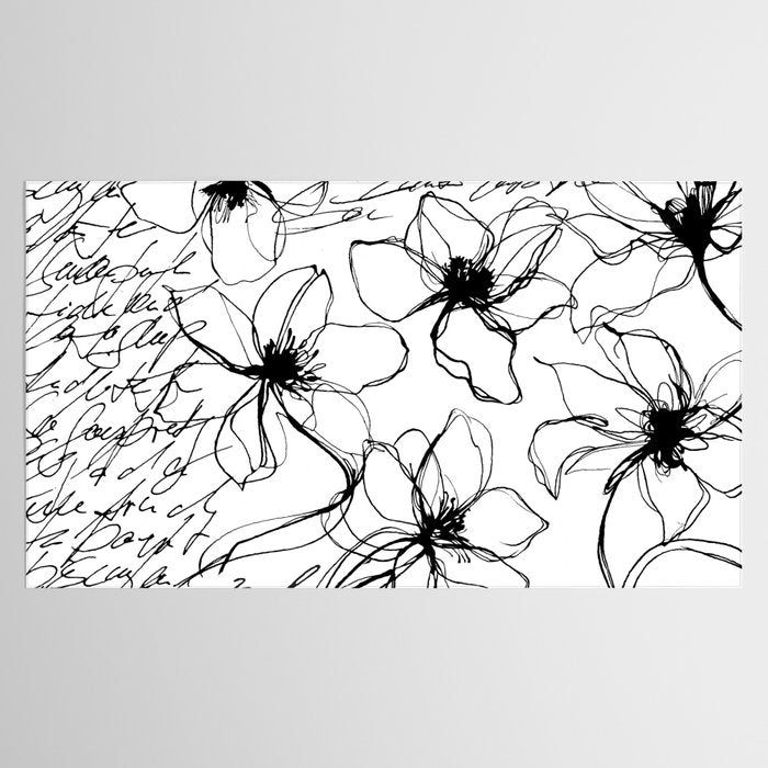 Loose Flower Study Black And White Tablecloth Gallery Image 2