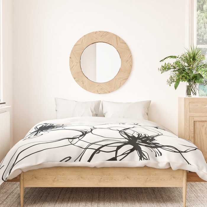 Loose Flower Study Black And White Duvet Cover Gallery Image 3