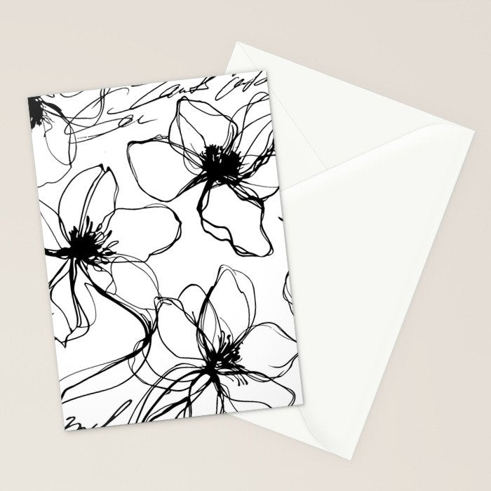 Loose Flower Study Black And White Stationery Card Gallery Image 2