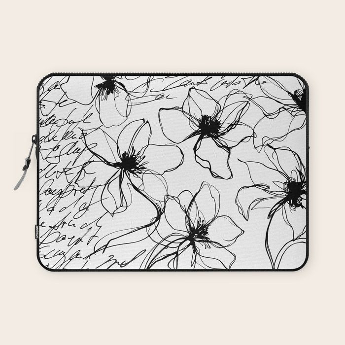 Loose Flower Study Black And White Laptop Sleeve Gallery Image 1