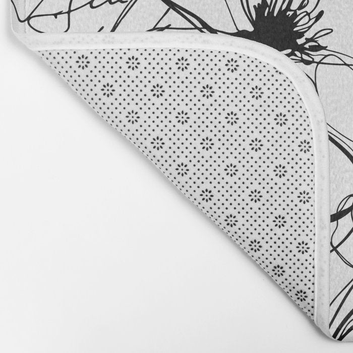 Loose Flower Study Black And White Bath Mat Gallery Image 2