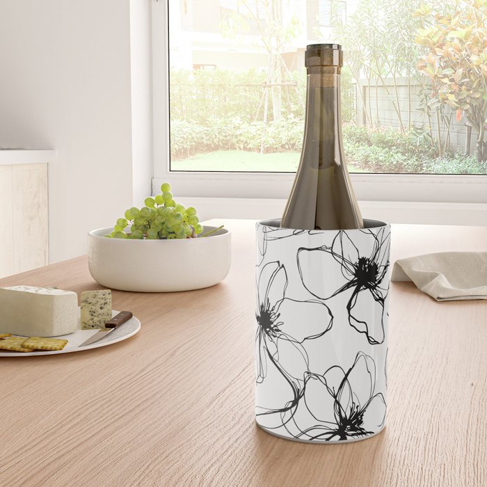 Loose Flower Study Black And White Wine Chiller Gallery Image 4