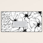 Loose Flower Study Black And White Desk Mat Gallery Image 1