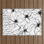 Loose Flower Study Black And White Outdoor Rug Gallery Image 1