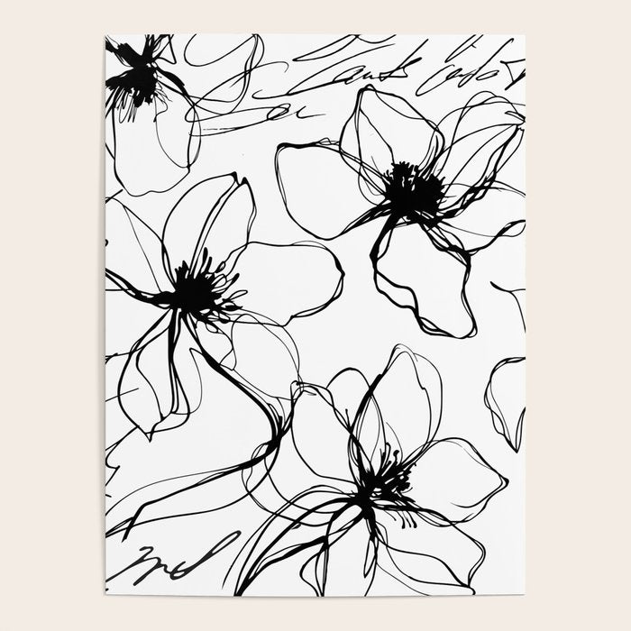 Loose Flower Study Black And White Poster Gallery Image 4
