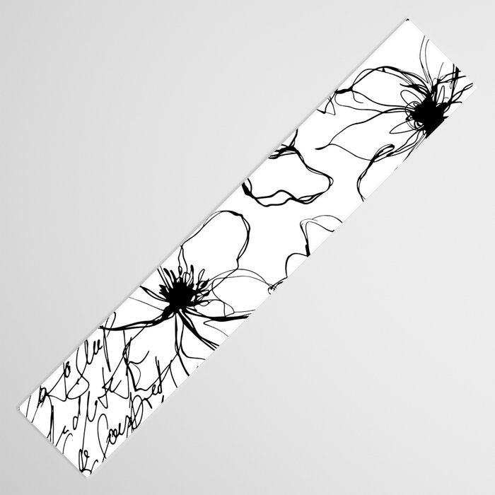 Loose Flower Study Black And White Table Runner Gallery Image 3