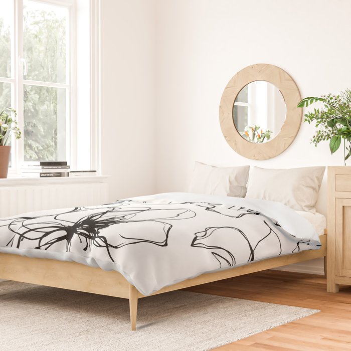 Loose Flower Study Black And White Duvet Cover Gallery Image 2