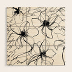 Loose Flower Study Black And White Wood Wall Art Gallery Image 1