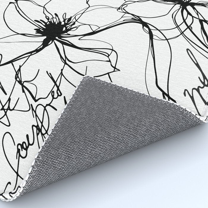 Loose Flower Study Black And White Rug Gallery Image 4