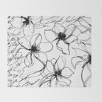 Loose Flower Study Black And White Throw Blanket Gallery Image 2