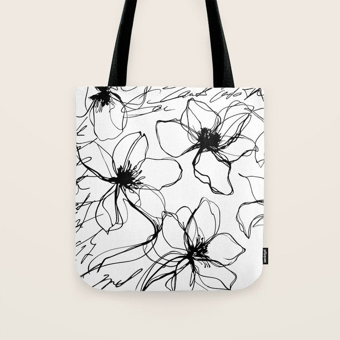 Loose Flower Study Black And White Tote Bag Gallery Image 1