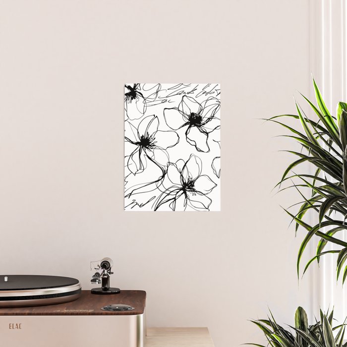 Loose Flower Study Black And White Poster Gallery Image 2