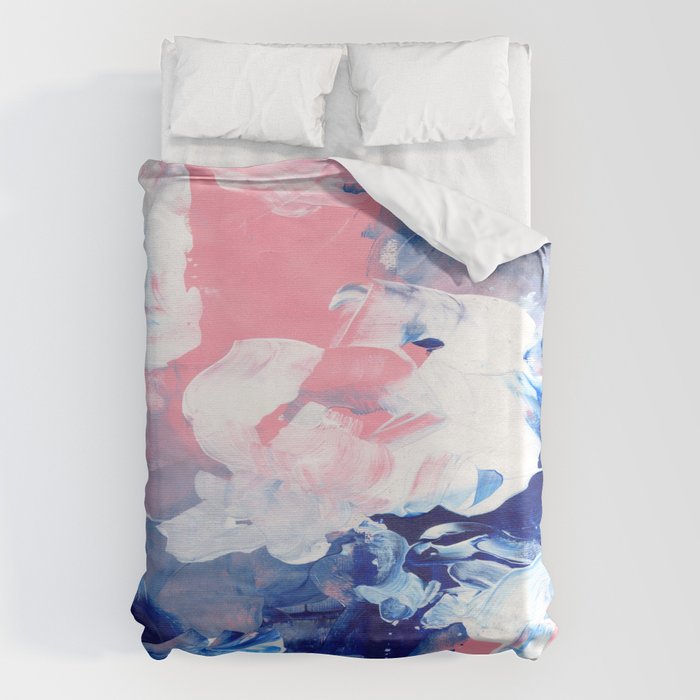 Ejaaz Haniff Abstract Acrylic Palette Knife Painting Blue Pink: 'Summer Storm' Duvet Cover Gallery Image 6