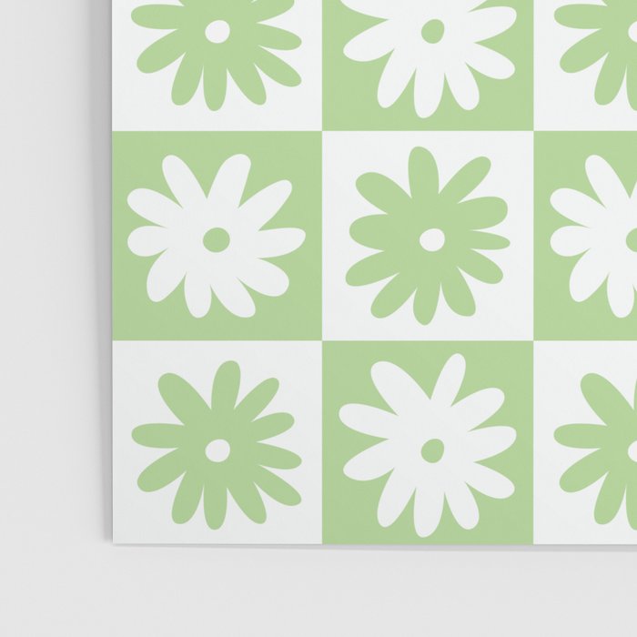 Green And White Checkered Flower Pattern Poster Gallery Image 3
