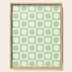 Green And White Checkered Flower Pattern Serving Tray Gallery Image 1