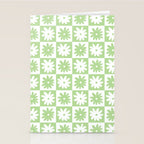 Green And White Checkered Flower Pattern Stationery Card Gallery Image 2
